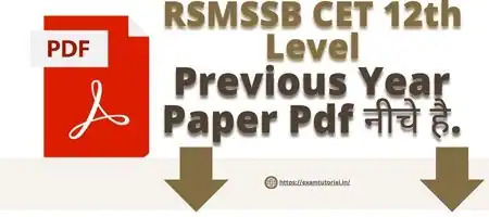 RSMSSB CET 12th Level Previous year Paper Pdf In Hindi