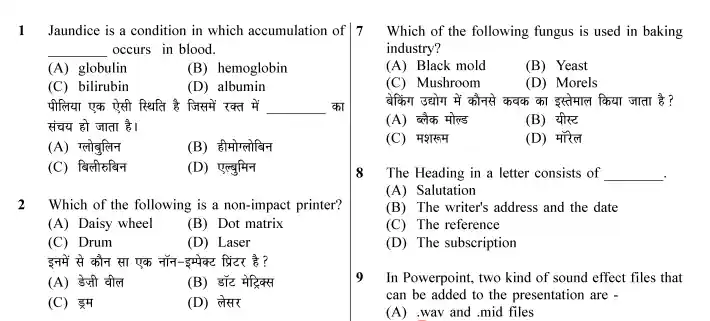 CET 12th Level Previous year Paper Pdf In Hindi