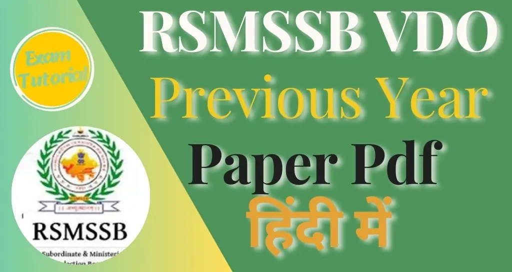 RSMSSB VDO Previous Year Paper